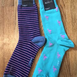 NWT, 2 Pairs of Men’s Dress/Casual Socks (Stripes/Pink Flamingo’s) from Jcrew 
