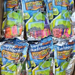 New Happy Party WaterBalloons water balloon packs. Each bag contains 111 self-sealing balloons across 3 bunches. connect directly to a hose for quick