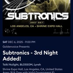 Subtronic Tickets For Saturday 