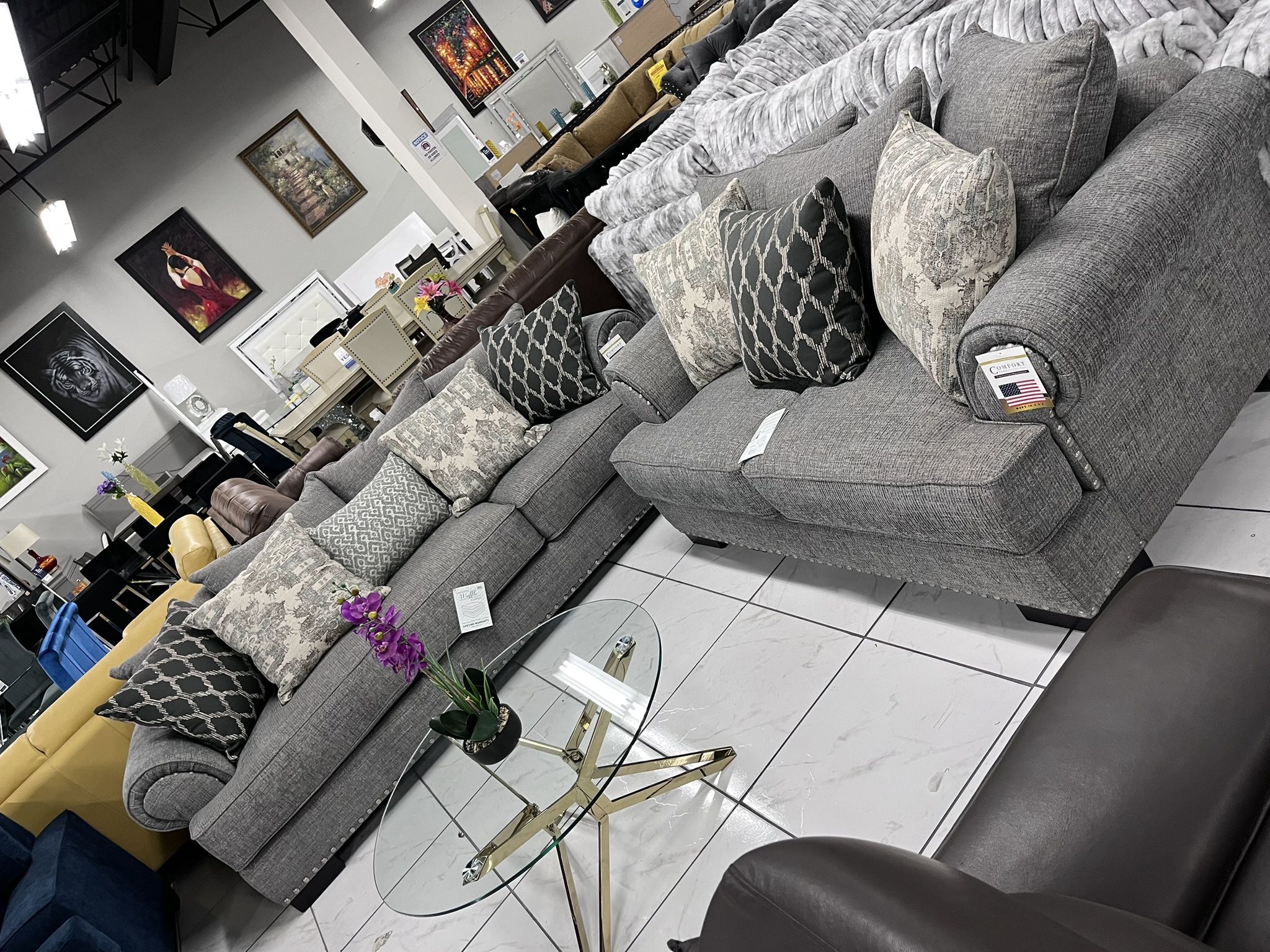Beautiful Sofa Set 🩶 Grey Fabric 🔥🔥🔥