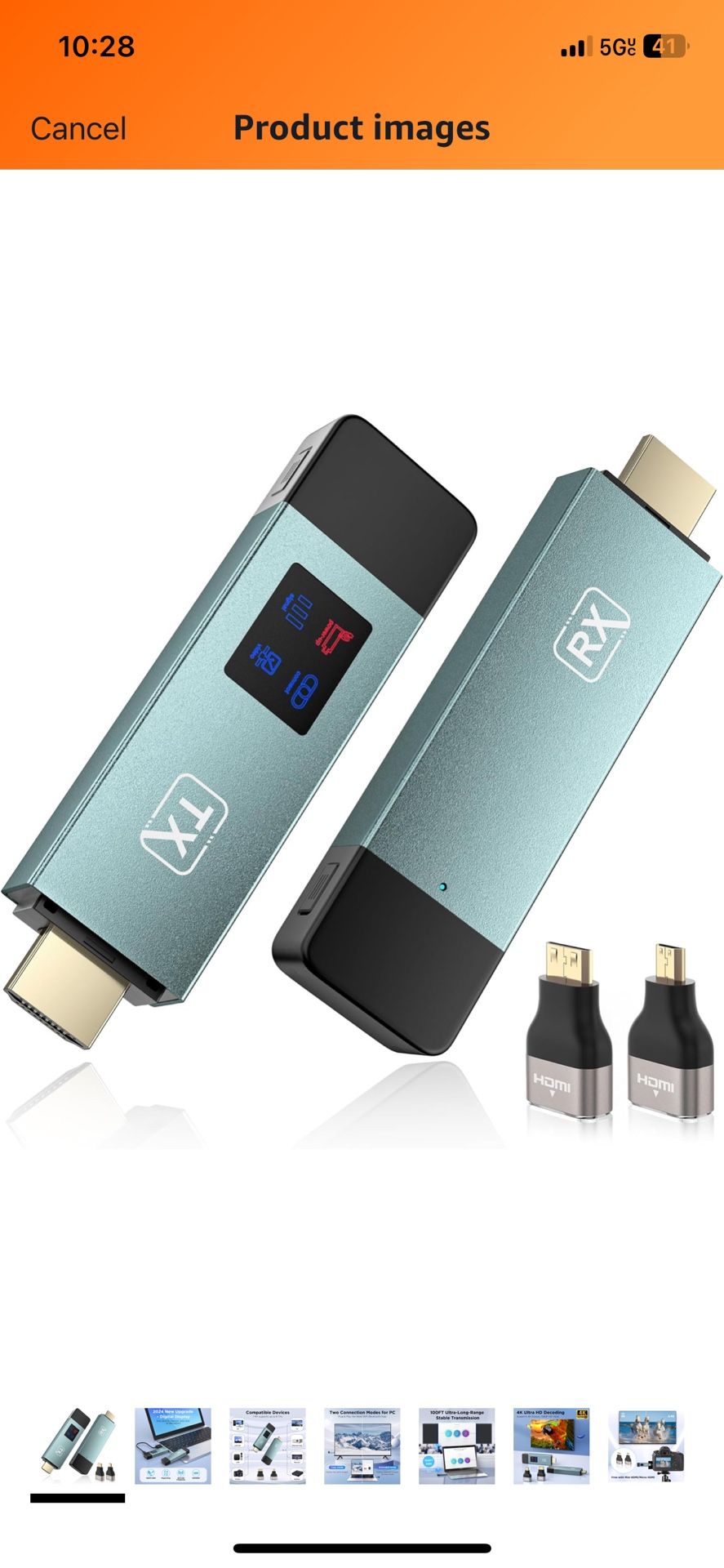 Wireless Hdmi Transmitter and Receiver, Wireless HD Extender Plug & Play Portable 2.4G/5G with LED Screen Wireless Hdmi Kit for Streaming Video and Au