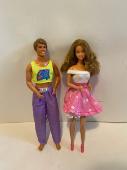 Vintage ‘85 Heart Family Ken dad and Barbie mom dolls redressed, lot 7 80’s