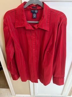 Venezia Jeans Red Striped Stretch Button-Up Shirt