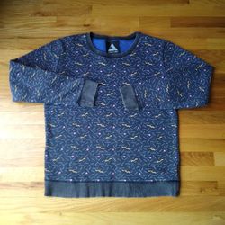 VANGUARD Sweatshirt faded Black Dot Line Squiggly Design Pattern Size  Men's Medium