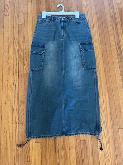 Denim Cargo Maxi Skirt-New size 7/28