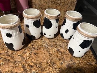 Cow Print Mason Jars Set of 5