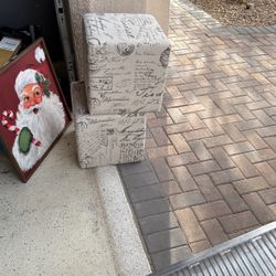 (2) Paris Themed Ottomans