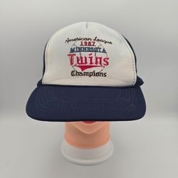 Vintage AmaPro Minnesota Twins 1987 AL Champions Trucker Adjus. Snapback Hat.  4