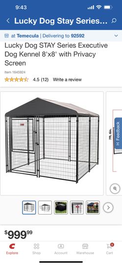 Lucky Dog STAY Series Executive Dog Kennel 8'x8' with Privacy Screen