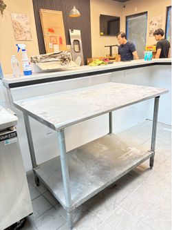 30”x48” 16gauge stainless steel commercial prep table with 4” backsplash
