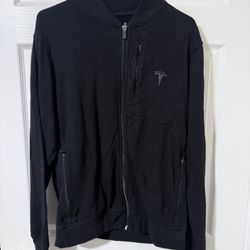 Tesla Men's Viscose/Cotton Full Zip Bomber Jacket/Sweater Black • M C54