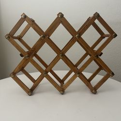 Vintage Folding Accordion Wood Wine Rack 