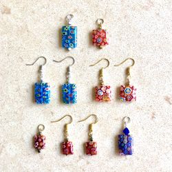 ❤️ Pretty, Murano millefiori like glass flower earrings & pendants 