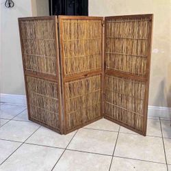Vintage Bamboo 3 Panel Room Divider 24” Panel 72” 48”H