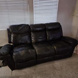 Leather Couch With Two Recliners And USB ports