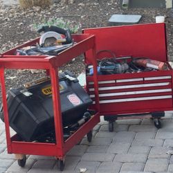 Toolbox with tools + Utility cart