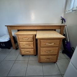 Wood Table and end tables with wheels