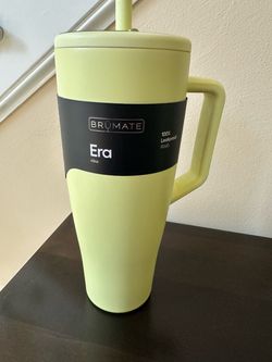 New BrüMate Era 40oz Pale Yellow Tumbler with Handle Lid & Straw