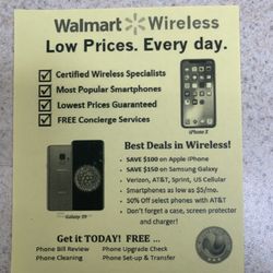 I Sell And  Activate Phones At Walmart For Verizon, T-Mobile, Sprint, And AT&T  We Have The Cheapest Prices 