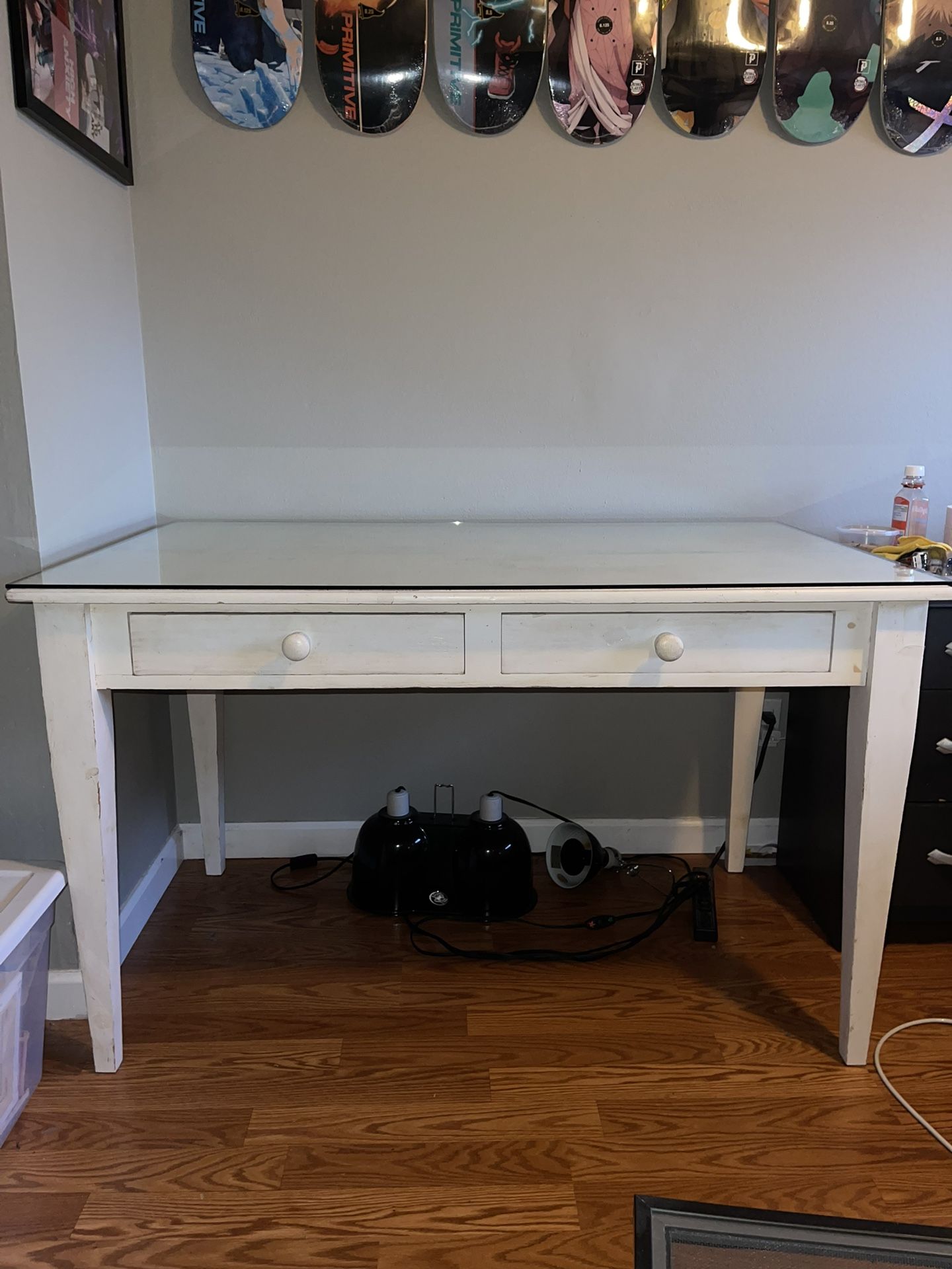 Glass Top Wood Table