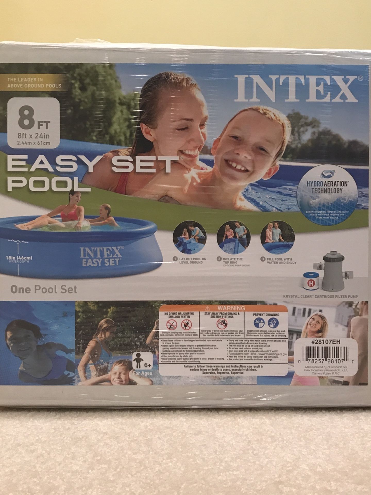 Intex Easy Set Inflatable Swimming Pool - 8 ft x 24 in - Includes: Cartridge Filter Pump