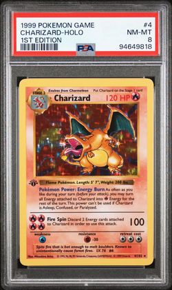 9.5 Grade 1999 Pokemon Holographic Charizard Rare 1st Edition Collection Card 