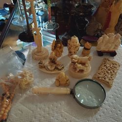 Lots of Small Hand Carved Asian Themed Figures Figurines
