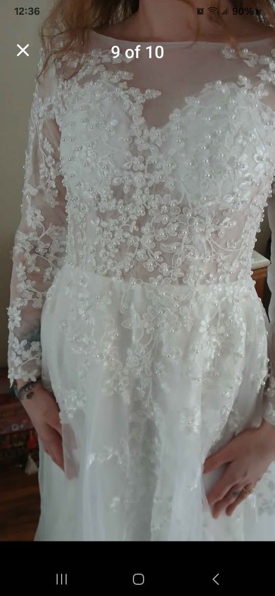 Chapel Train Wedding Dress (Size 8)