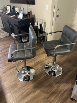 Set of 2 Gray Swivel Bar Stools
