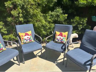 Patio chairs - five  cast aluminum framing