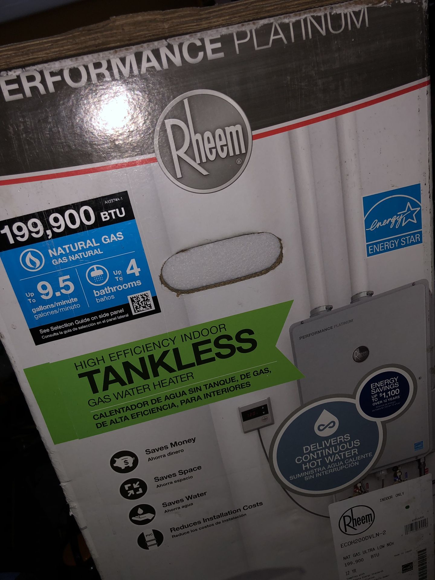 NEW Rheem Tankless Natural Gas Water Heater ECOH200DVLN-2 199,900 BTU for  Sale in Alameda, CA - OfferUp