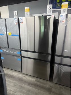 SAMSUNG BESPOKE STAINLESS STEEL 4-DOOR REFRIGERATOR WITH INNER BEVERAGE CENTER 😍