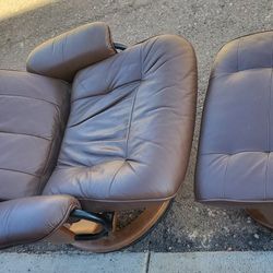 Leather Recliner and Ottoman