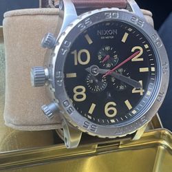 Nixon Watch 51 30 divers 13K 2013 | Yellow | Silver Bezel | Brown Leather Band | MINT