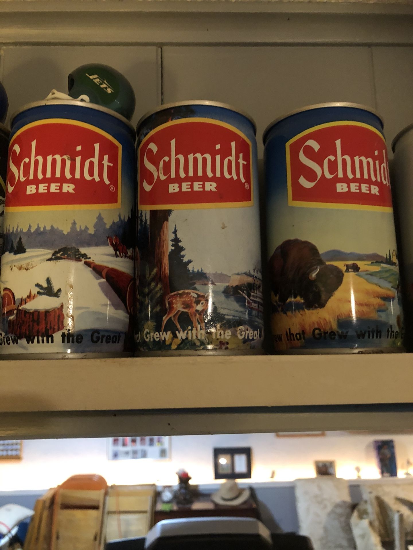 Vintage Schmidt Beer Cans, Nature series and Bicentennial