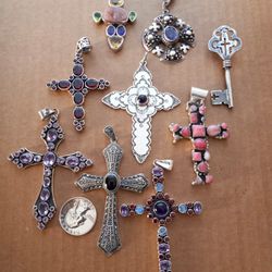 $500/all! Awesome All 925 Sterling Silver Crosses/ Religious Necklace Pendant Collection 