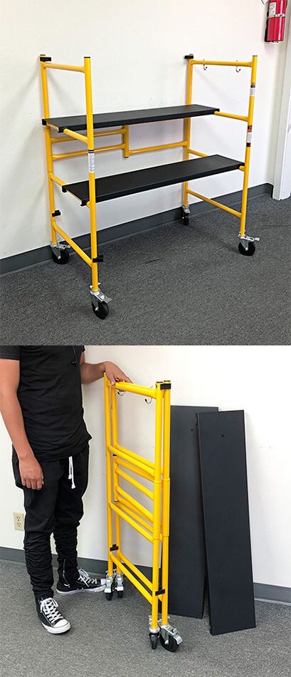 $55 NEW Heavy Duty Steel Folding Scaffold Step Ladder - 500lbs Capacity 39”x22”x46”