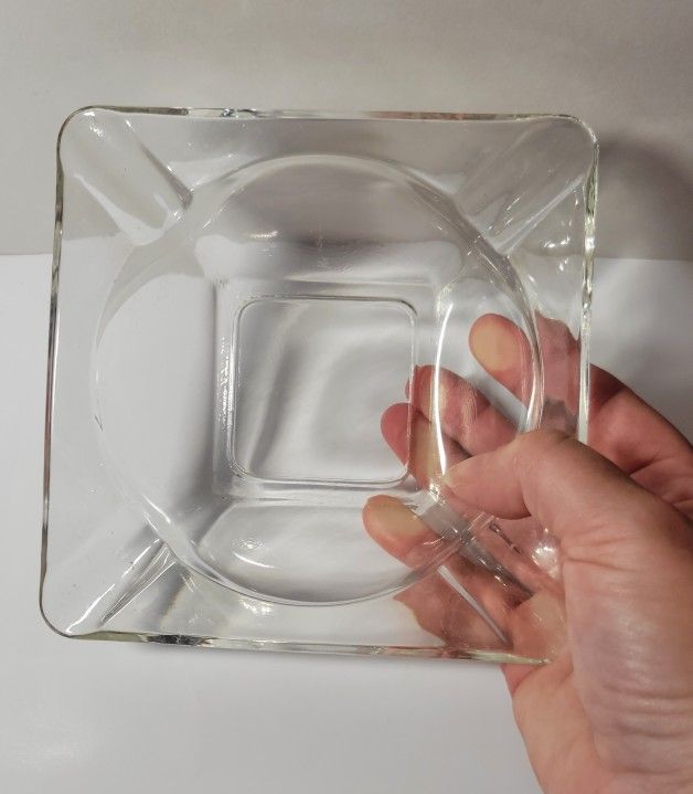 2 Different Vintage 1970's Heavy Crystal Ashtrays (or Candy/Nut Dish; Key/Trinket Holder)