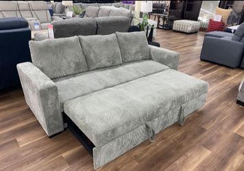 Gorgeous‼️Corduroy Convertible Sectional Sofa With Pullout Bed, sofa bed, sleeper