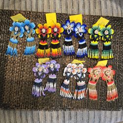 Aretes De Catrina,  Mexican Catrina Earrings, Skull, Calevera, Dia De Los Muertos