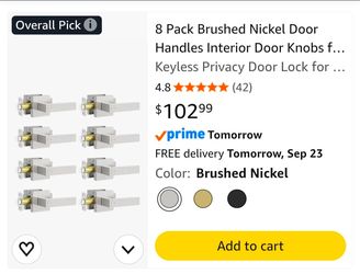 8 Pack Brushed Nickel Door Handles