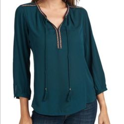 DR2 BY DANIEL RAINN Tassel Tie Peasant Top size L