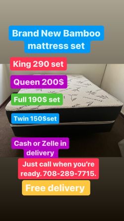 Huge sale for Mattress And Box Twin size #mattress and box 150.$ full 190$ Queen 200$ king 290$. free delivery free set up 708….289…7715… cash or Zell