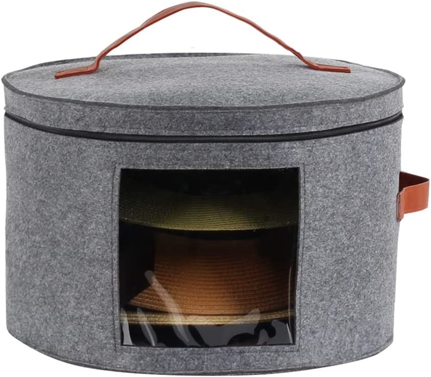 Hat Storage Box,Stackable Round Brim Hats Organizer Container for Closet,Travel Hat Boxes for Women&Men,Collapsible Cowboy Hat Organizer,Stuffed Anima