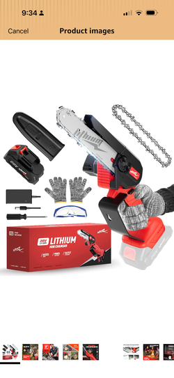 ordless Mini Chainsaw, 20V Max Battery 6 Inch Small Chain Saw, One-Hand Handheld Electric Portable Chainsaw for Cutting Wood Trimming and Woodworking-