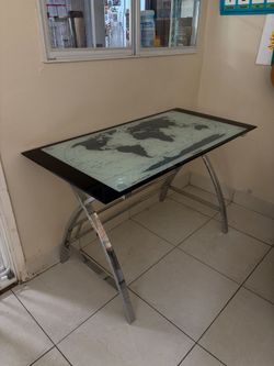 Map glass desk
