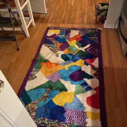 Trippy Retro Hook Rug, Vintage Rug
