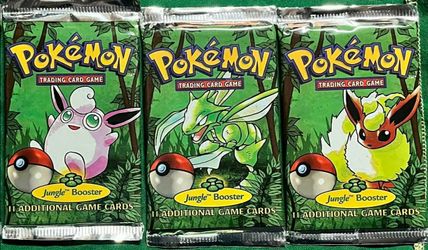 RARE! 1999 Pokémon Jungle Unlimited Packs - FULL ART SET Bundle (Heavy Flareon 21.35g + TM * Variant)