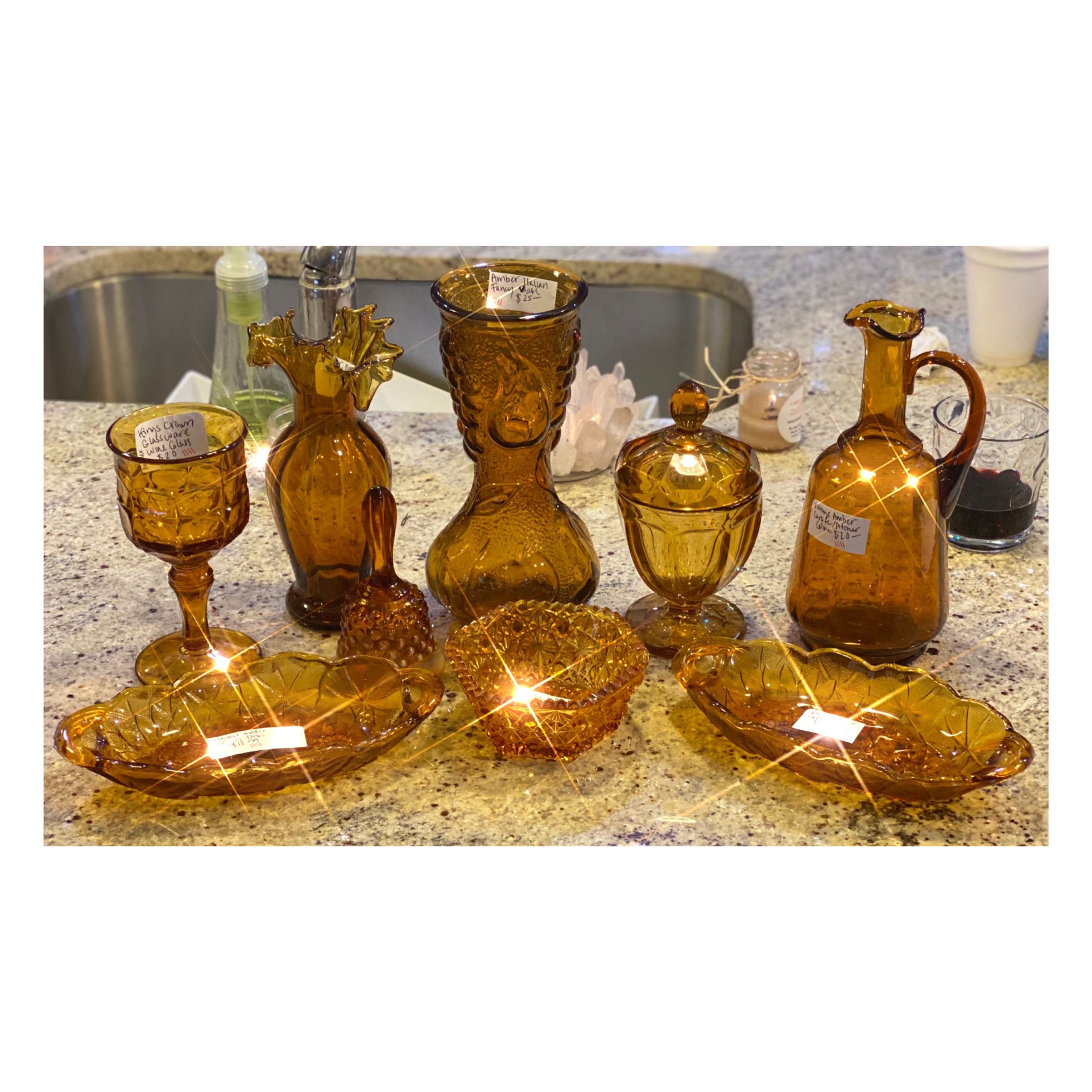 Vintage Amber Glass collectibles