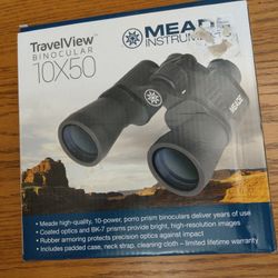 Meade Travel View Pro Quality 10x50 binoculars with carry case New In Box